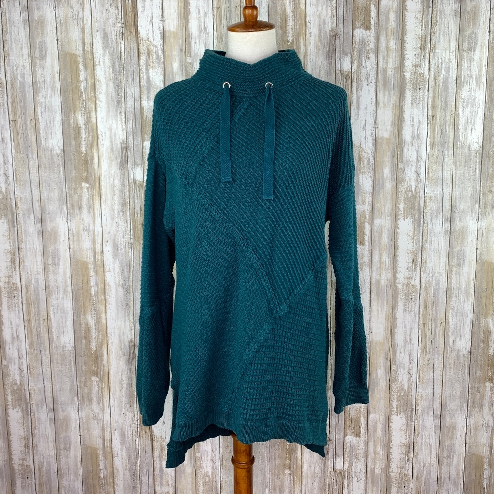Soft Surroundings Teal Mock Neck Tunic Sweater L